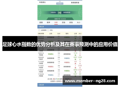 足球心水指数的优势分析及其在赛事预测中的应用价值